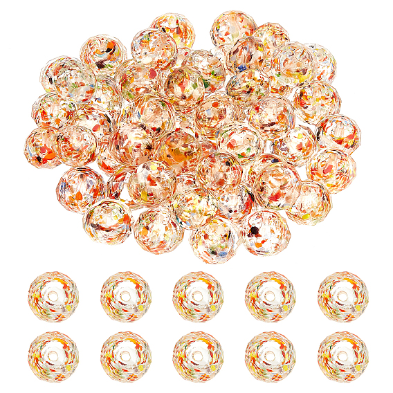 60Pcs Handmade Lampwork Beads, Faceted Round