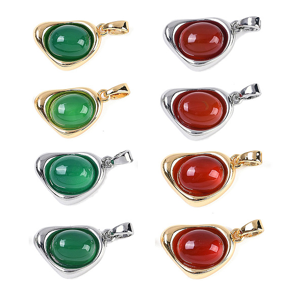 Подвески из натурального агата (окрашенного и нагретого), латунь сердце прелести