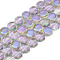 Electroplate Translucent Glass Beads Strands, Half Plated, Faceted, Octagon