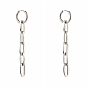304 Stainless Steel Huggie Hoop Earrings, with Link Chains