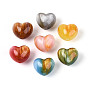 Непрозрачные бусины из смолы, имитирующие кошачий глаз, сердце, с блестящей пудрой, два тона