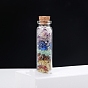 Transparent Glass Wishing Bottle Decoration, with Chakra Natural Gemstone Drift Chips inside, for Home Desktop Decor
