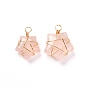 Natural Gemstone Pendants, with Real 18K Gold Plated Eco-Friendly Copper Wire, Star