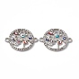 Alloy Crystal Rhinestones Connector Charms, with Enamel, Flat Round Tree Links with Colorful Evil Eye