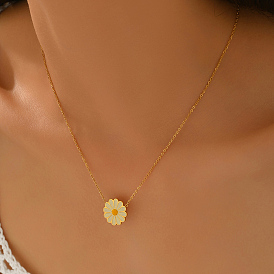 Весна-лето белые ромашки из нержавеющей стали эмалированные подвески для женщин