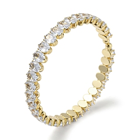 Clear Cubic Zirconia Oval Tennis Bangle, Brass Hinged Bangle