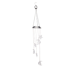 Carillon éolien étoile et lune à énergie solaire, imperméable, avec les accessoires de résine et en fer, pour l'extérieur, jardin, Cour, décoration de fête