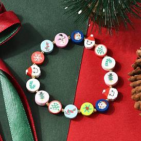 Браслеты из полимерной глины ручной работы с рождественской тематикой и бусинами для женщин
