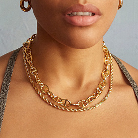 Twisted Cable Chain Necklace with 14k Gold Plating - Short Length, Fashionable and Versatile for Office Look