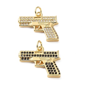 Латунные микро проложить кубического циркония подвески, подвески в форме пистолета, реальный 18 k позолоченный