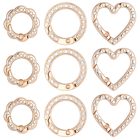 18 шт 3 стили пружинные кольца из цинкового сплава, с акрилом и стразами, цветок