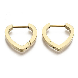 304 Stainless Steel Huggie Hoop Earrings, Heart