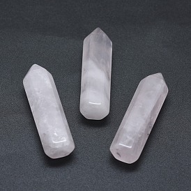 Natural Rose Quartz Pointed Beads, Healing Stones, Reiki Energy Balancing Meditation Therapy Wand, No Hole/Undrilled, For Wire Wrapped Pendant Making, Bullet