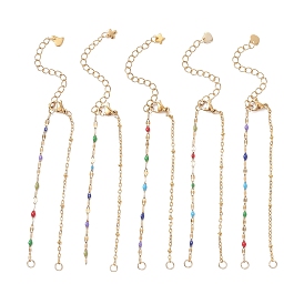 304 Изготовление браслетов из нержавеющей стали с эмалированным покрытием и цепочек-спутников, золотые