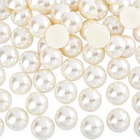 60Pcs ABS Plastic Imitation Pearl Cabochons, Half Round