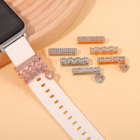 Suitable for silicone watch strap decorative ring with diamond three-color love pendant watch strap buckle