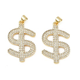 Латунные микро проложить кубического циркония подвески, символ $, без кадмия и без свинца, стойки покрытие, долговечный