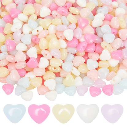 800pcs perles en plastique, imitation gelée, cœur