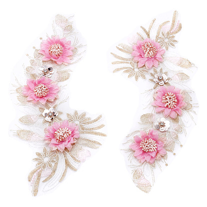 2 шт. заплатки с цветочным рисунком из полиэстера, вышитые нитками, для пришивания и термофиксации, для аксессуаров для одежды