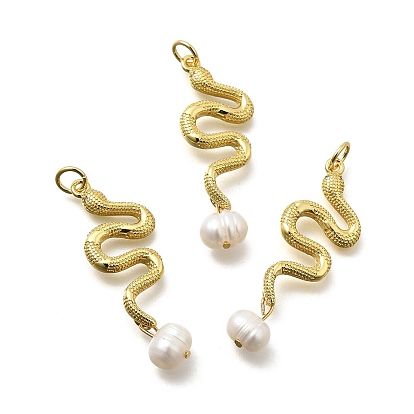 Латунные микро проложить кубического циркония подвески, стойки покрытие, долговечный, без кадмия и без свинца, реальный 18 k позолоченный, с натуральной жемчужиной