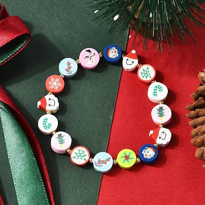 Браслеты из полимерной глины ручной работы с рождественской тематикой и бусинами для женщин