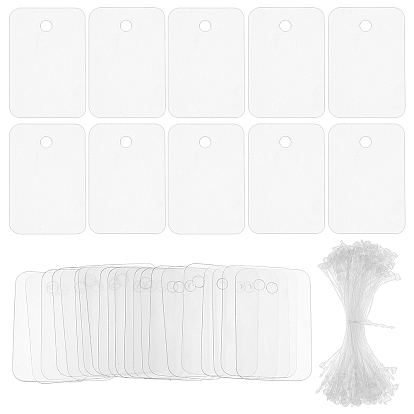 200 Sets PVC Price Display Cards, with Cords, Rectangle