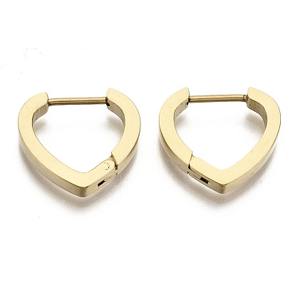 304 Stainless Steel Huggie Hoop Earrings, Heart