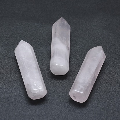 Natural Rose Quartz Pointed Beads, Healing Stones, Reiki Energy Balancing Meditation Therapy Wand, No Hole/Undrilled, For Wire Wrapped Pendant Making, Bullet