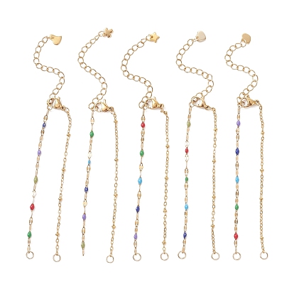 304 Изготовление браслетов из нержавеющей стали с эмалированным покрытием и цепочек-спутников, золотые