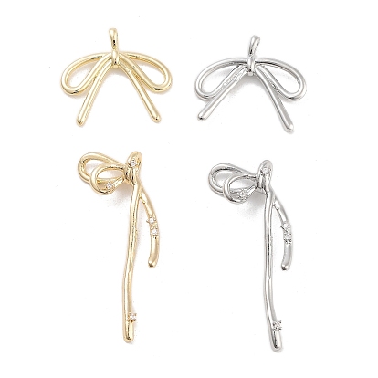 Подвески из латуни с прозрачным фианитом, без кадмия, без никеля и без свинца, бантом