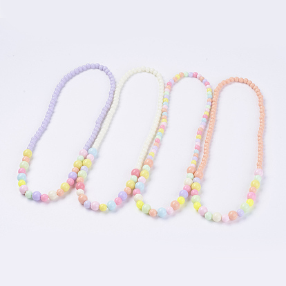 Solid Chunky Bubblegum Acrylic Ball Bead Kids Necklaces