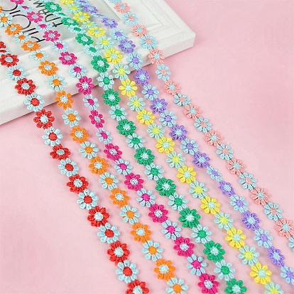 Polyester Lace Trim, Embroidered Trim Ribbons, for Sewing or Craft Decoration, Flower