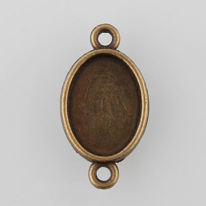 Configuración del conector de cabujón aleación de estilo tibetano, sin plomo y cadmio, bandeja de doble cara, oval, Bandeja: 14x10 mm, 24x13x3 mm, Agujero: 1.5 mm, sobre 769 unidades / 1000 g