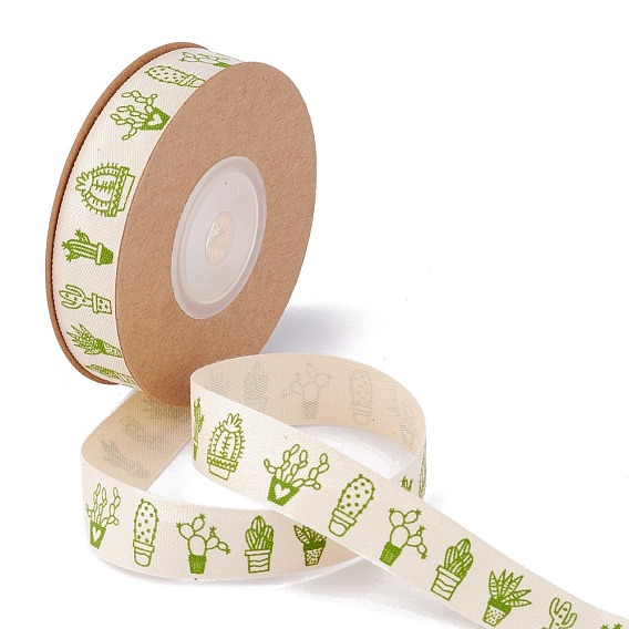 Single Face Cotton Printed Satin Ribbon, Lawn Green