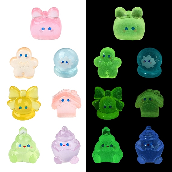 14 шт. 7 стили рождественская тема волшебный мир светящиеся украшения из смолы, светящийся в темноте орнамент, украшение рабочего стола