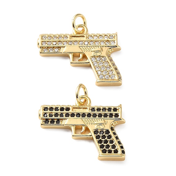 Латунные микро проложить кубического циркония подвески, подвески в форме пистолета, реальный 18 k позолоченный