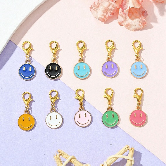 Улыбающееся лицо эмалированный сплав подвесные украшения, с цинковым сплавом застежками омаров коготь