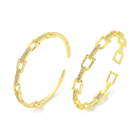 Подковообразные латунные браслеты с микро-паве и прозрачным кубическим цирконием для женщин с открытыми манжетами