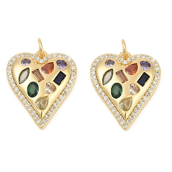 Латунные микро проложить кубического циркония подвески, сердце прелести, без кадмия и без свинца, прочное покрытие, стойки покрытие