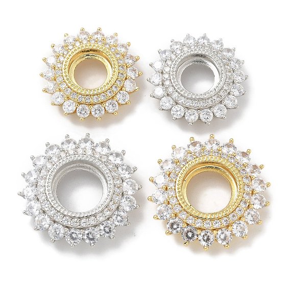 Стойка покрытие латунь микропаве прозрачный кубический цирконий кабошон соединительные настройки, долговечный, без свинца и без кадмия, цветок