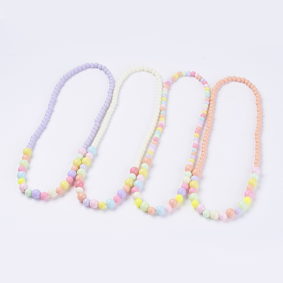 Solid Chunky Bubblegum Acrylic Ball Bead Kids Necklaces