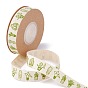 Single Face Cotton Printed Satin Ribbon, Lawn Green