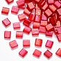 FGB 2-Hole Baking Paint Transparent Glass Seed Beads, AB Color Plated, Rectangle