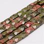 Natural Unakite Bead Strands, Rectangle, Faceted