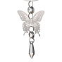 Butterfly 201 Stainless Steel 3D Wind Spinner with Glass Pendant, for Outside Yard and Garden Decoration