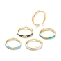 Brass Clear Cubic Zirconia Cuff Rings, Open Rings, Long-Lasting Plated, with Enamel, Real 18K Gold  Plated, Eye