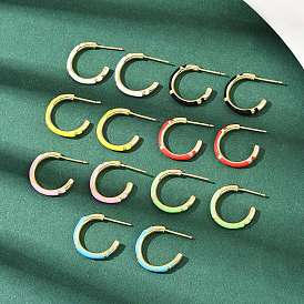 С-образные серьги-гвоздики из латуни с эмалью, без кадмия и без свинца, стойки покрытие, долговечный, реальный 18 k позолоченный