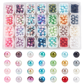 Olycraft 1120 pcs 28 colores cuentas de perlas de imitación acrílicas, gradiente de perlas de sirena, ningún agujero, rondo