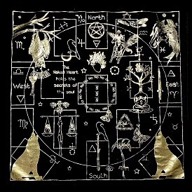 Polyester Altar Cloth, Owl Horse Wolf Witchcraft Supplies, Tarot Spread Table Top Cloth, Wiccan Square Spiritual Sacred Cloth