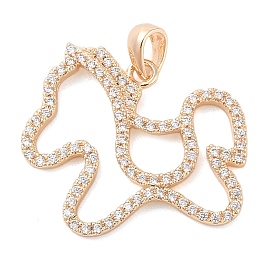 Латунные микропаве прозрачные подвески с фианитом, без кадмия, без никеля и без свинца, лошадь